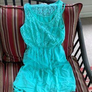Size medium teal lace detail dress